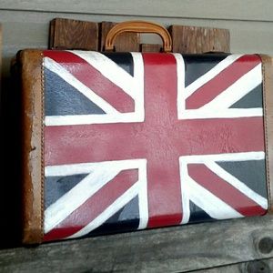 Handpainted Union Jack vintage suitcase